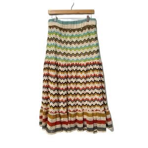 Lapis Skirt Large Flowy Boho Crochet Hippie Festival Midi Maxi Chevron Colorful
